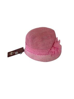 Angela & William Pink Summer Hat With Lace Accent & Floral Detail